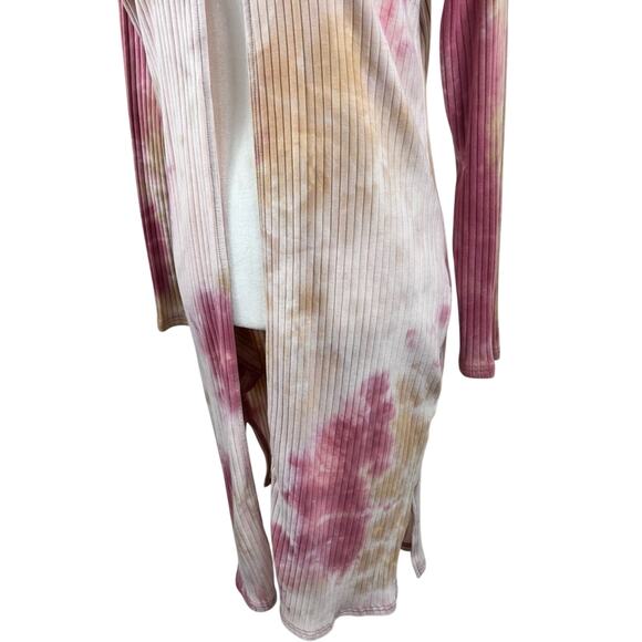 Umgee New Casual Tie Dye Duster Cardigan Small Long Line Ribbed Pockets Boho - Picture 5 of 13